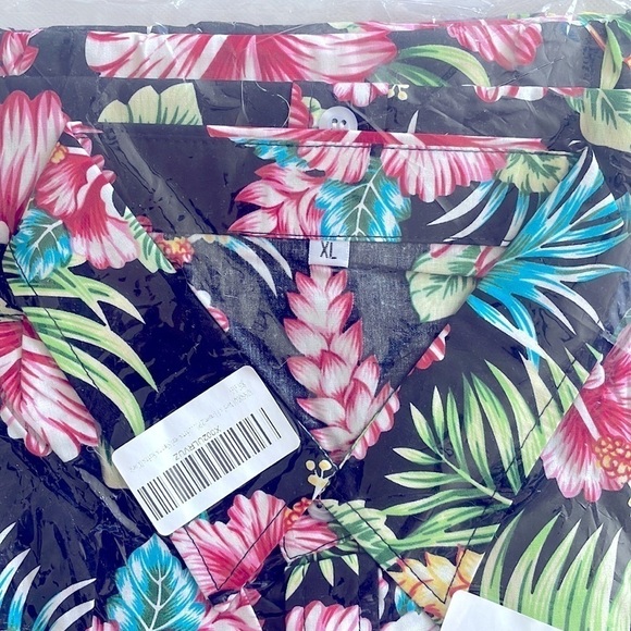 Brand New Hawaiian Shorts & Button Down Shirt 2-Piece Casual Set Tropical Floral - Picture 3 of 7